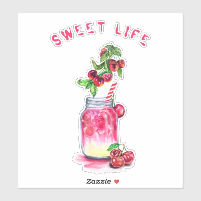 Cherry Juice Cool Drink Summer Fruit Party Sticker (Sheet)