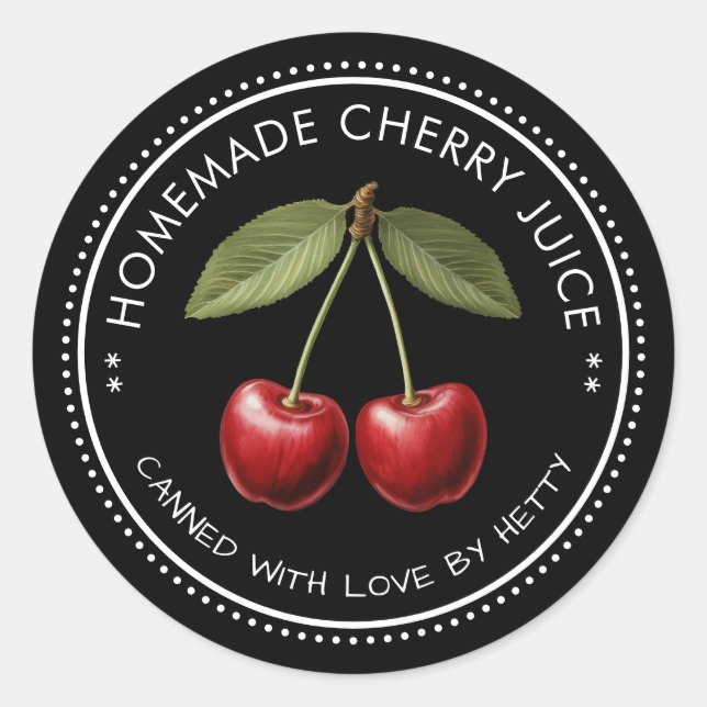 Cherry juice sticker for your homemade recipes! (Front)
