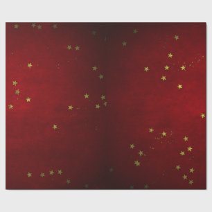 Cherry Lacquer Golden Star  Wrapping Paper