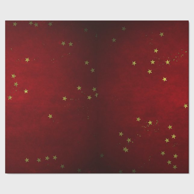 Cherry Lacquer Golden Star  Wrapping Paper (Seam)