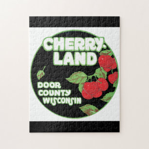 Cherry Land Wisconsin Vintage Travel Poster Jigsaw Puzzle
