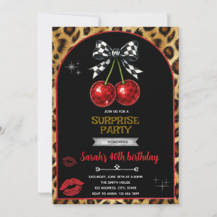 Cherry Leopard party Invitation