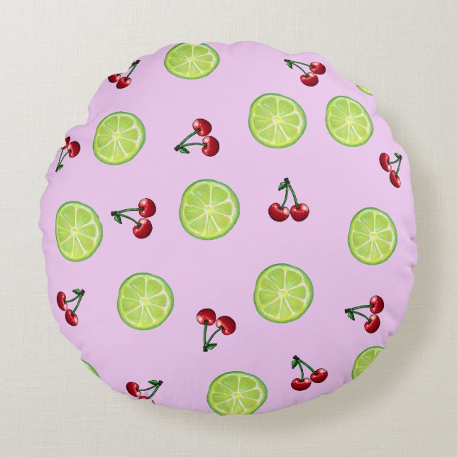 Cherry Limeade Round Cushion (Front)