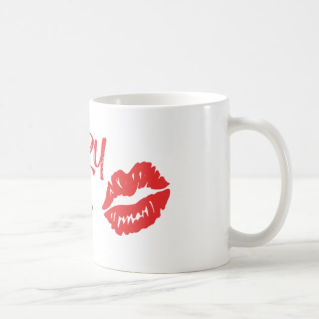 Cherry Lips Red Kiss Mark Mug (Right)