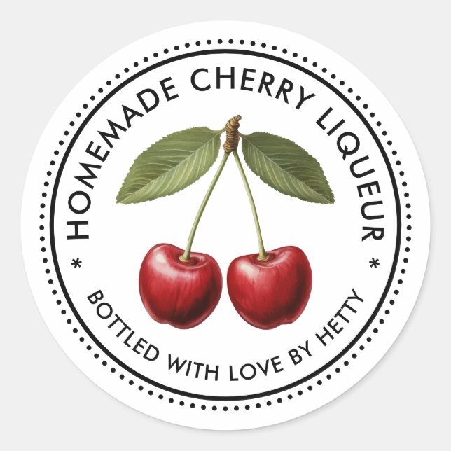 Cherry liqueur sticker for homemade recipe (Front)