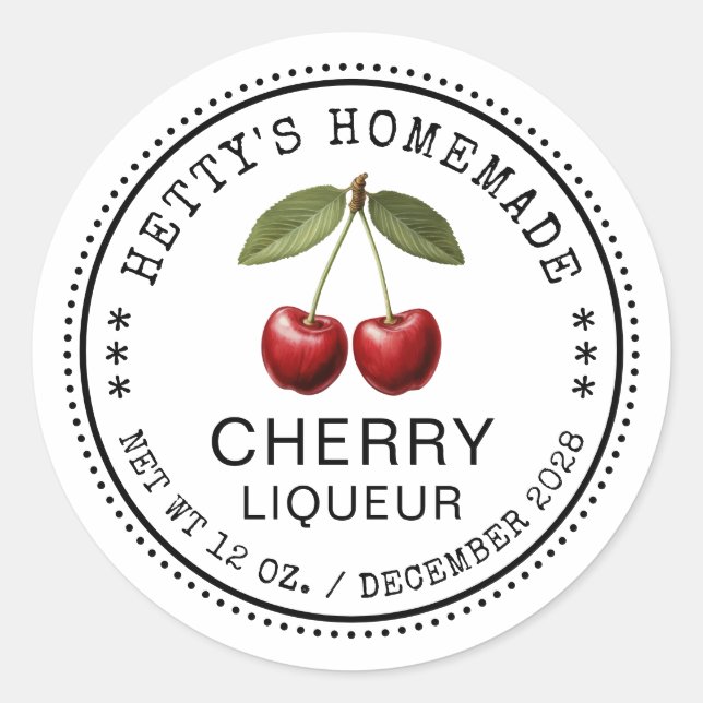 Cherry liqueur sticker with vintage cherries (Front)