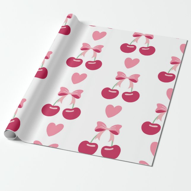 Cherry Love Charm Wrapping Paper (Unrolled)