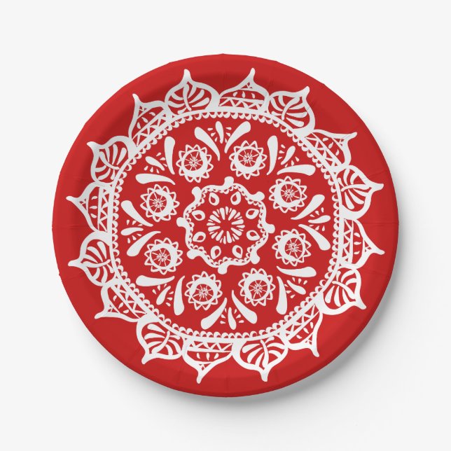 Cherry Mandala Paper Plate (Front)