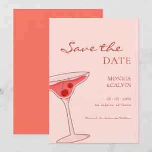 Cherry Martini Pink & Red Wedding Save The Date