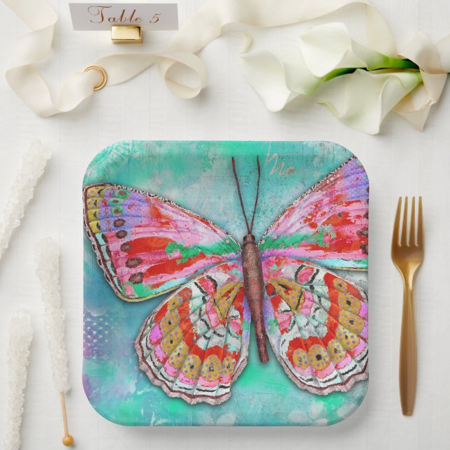 Cherry Mint Butterfly Paper Plate (Wedding)