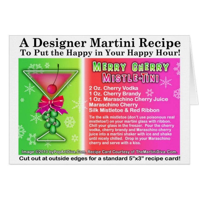 CHERRY MISTLE-TINI CHRISTMAS COCKTAIL RECIPE CARD (Front Horizontal)