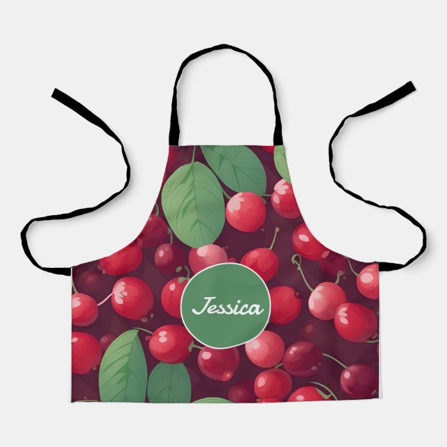 Cherry Mosaic Colourful Personalised Pattern Apron (Front)