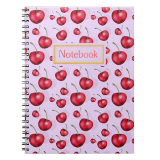 Cherry Notebook Pink Aesthetic Cute Fruit Pattern