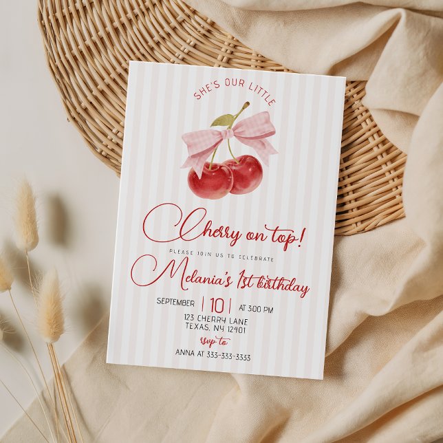 Cherry on Top 1st Birthday Invitation (Creator Uploaded)