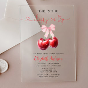 Cherry on Top Baby Shower Acrylic Invitations