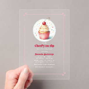 Cherry on Top Baby Shower Acrylic Invitations