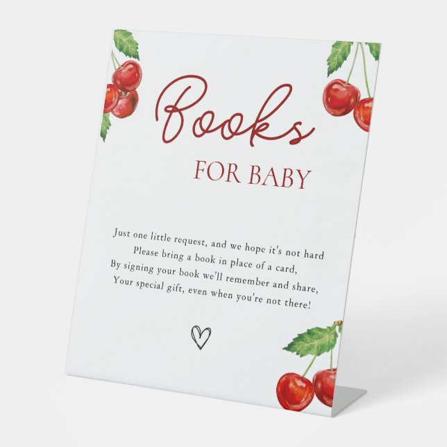 Cherry on top Baby Shower Books for Baby Pedestal Sign (Front)
