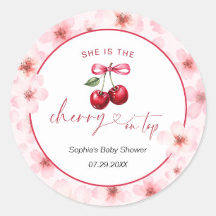 Cherry On Top Baby Shower Cherry Blossom Classic Round Sticker
