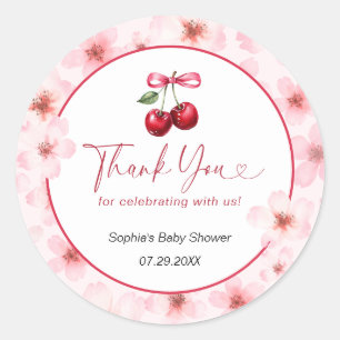 Cherry On Top Baby Shower Cherry Blossom Thank You Classic Round Sticker
