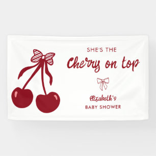 Cherry on Top Baby Shower Coquette Party Decor Banner