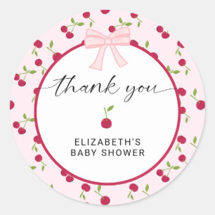 Cherry On Top Baby Shower Coquette Thank You Classic Round Sticker