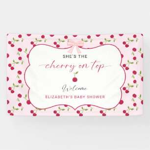 Cherry On Top Baby Shower Coquette Welcome Banner