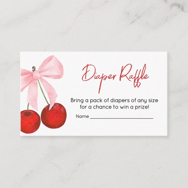 Cherry on Top Baby Shower Diaper Raffle Enclosure Card (Front)