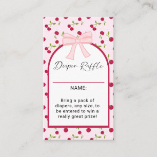 Cherry On Top Baby Shower Diaper Raffle Game Business Card