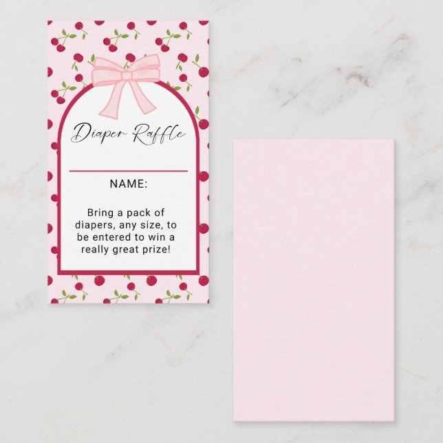 Cherry On Top Baby Shower Diaper Raffle Game Enclosure Card (Front/Back)