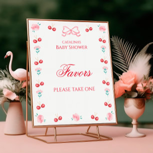 Cherry On Top Baby Shower Favours Pink Bow Poster