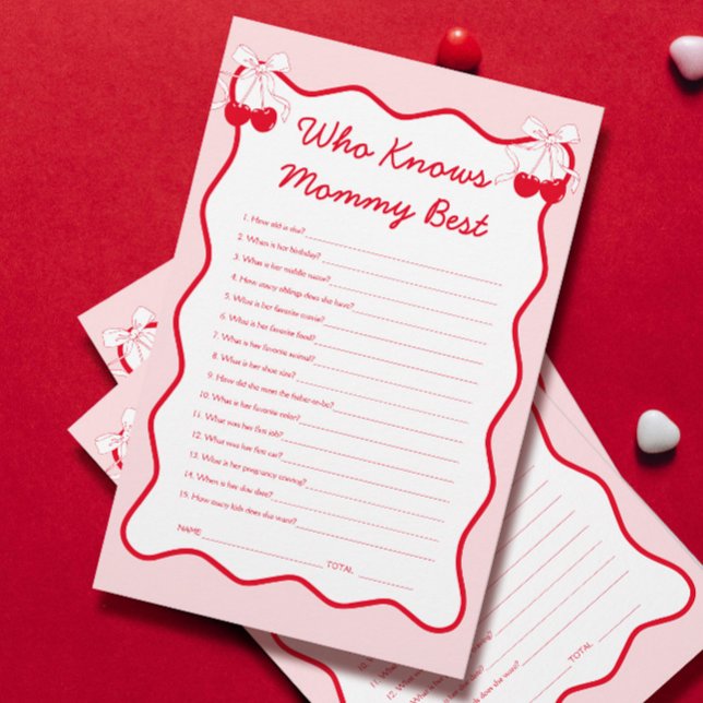 Cherry On Top Baby Shower Game Who Knows Mummy (Creator Uploaded)