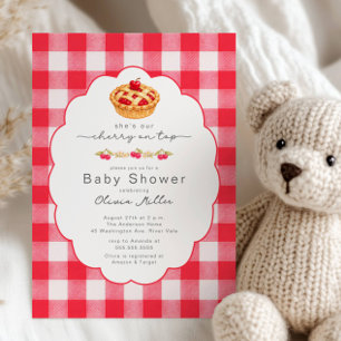 Cherry on Top Baby Shower Gingham Invite