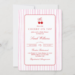 Cherry on Top Baby Shower Girl Invitation