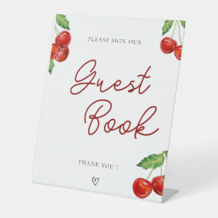 Cherry on top Baby Shower Guest Book Pedestal Sign