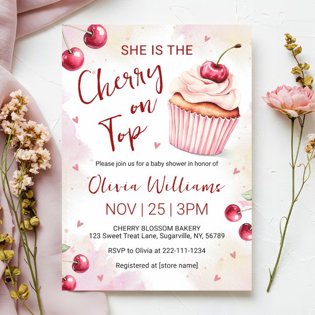Cherry on Top Baby Shower Invitation (Creator Uploaded)