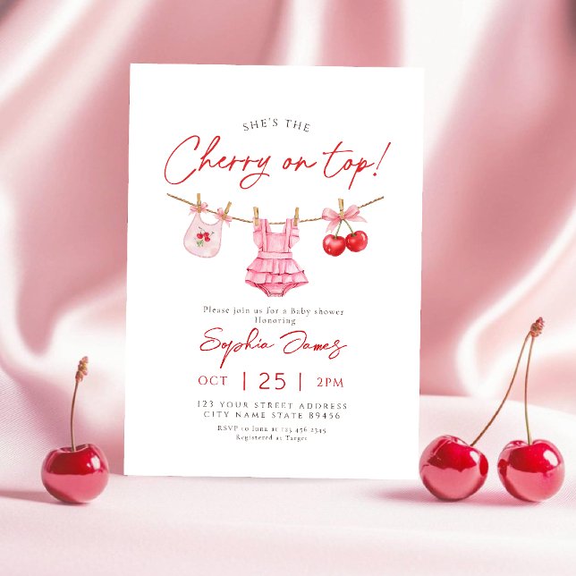 Cherry on Top Baby Shower Invitation (Creator Uploaded)