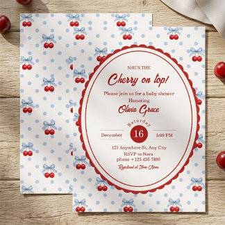 Cherry on Top Baby Shower Invitation