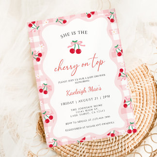 Cherry On Top Baby Shower Invitations