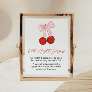 Cherry on Top Baby Shower Late Night Diapers Poster