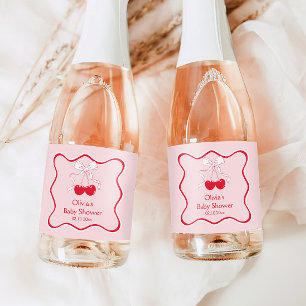 Cherry On Top Baby Shower Mini Champagne Sparkling Wine Label