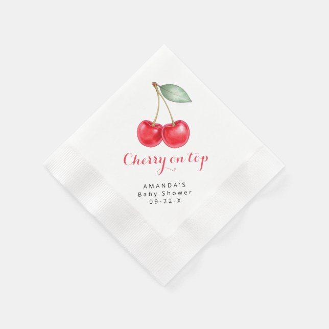 Cherry on Top Baby Shower Napkin (Corner)