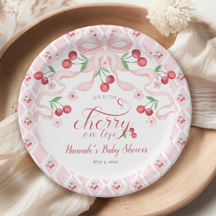Cherry on Top Baby Shower Paper Plate