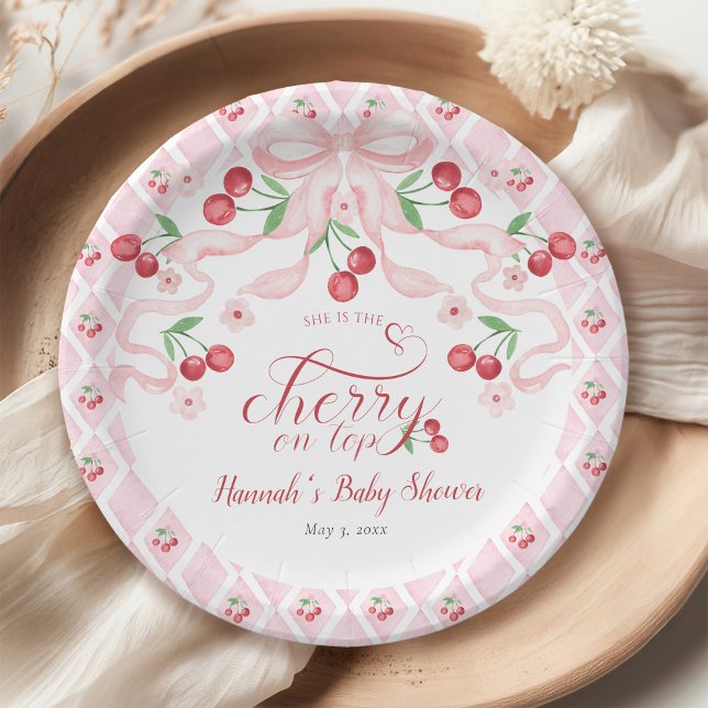 Cherry on Top Baby Shower Paper Plate (Creator Uploaded)