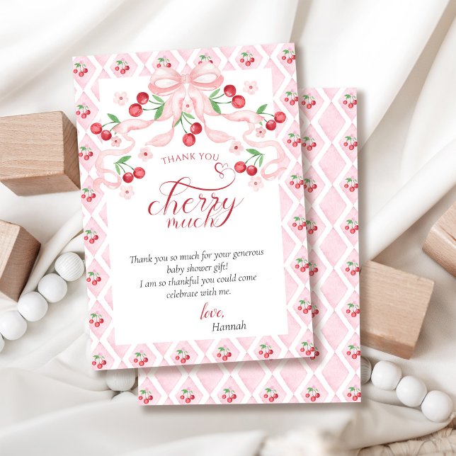 Cherry on Top Baby Shower  Thank You Card (Creator Uploaded)
