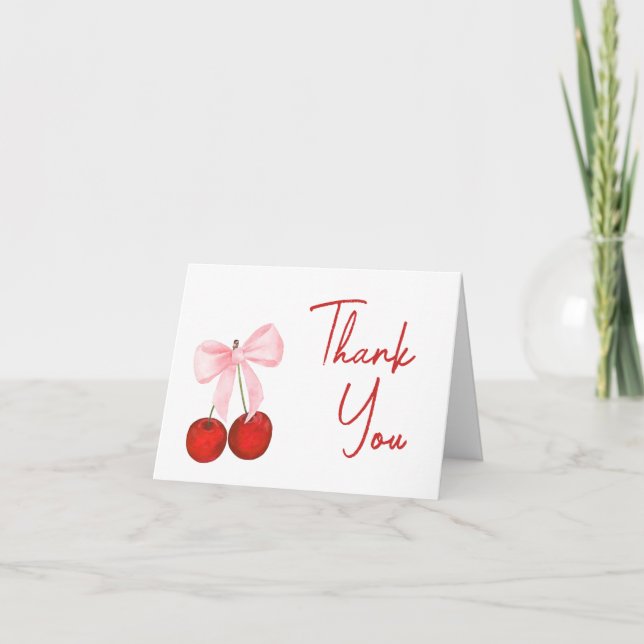 Cherry on Top Baby Shower Thank You Card (Front)