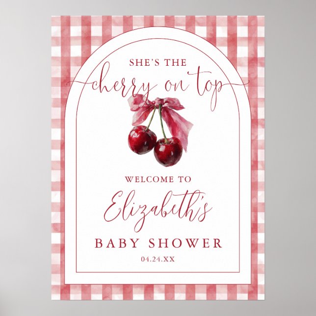 Cherry On Top Baby Shower Welcome Sign (Front)