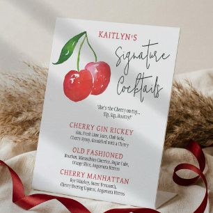 Cherry On Top Bachelorette Party Signature Coctail Pedestal Sign