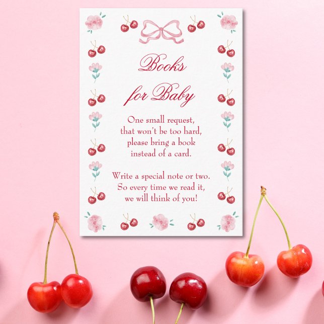 Cherry On Top Blossom Pink Bow Books for Baby Enclosure Card (Creator Uploaded)