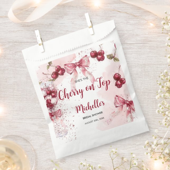 Cherry on Top Bow Cocktail Summer Bridal Shower Favour Bags (Clipped)