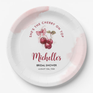 Cherry on Top Bow Cocktail Summer Bridal Shower Paper Plate